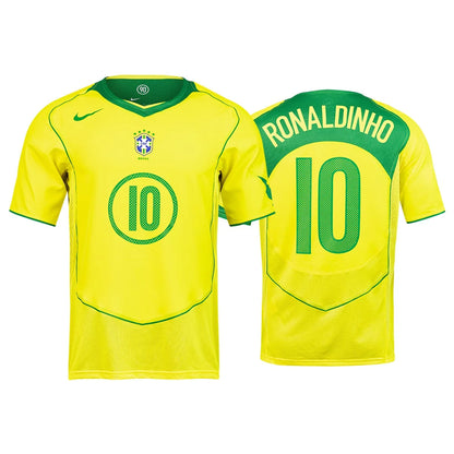 Brazil 2004 Reissue Home Kit with RONALDINHO 10 (Delivery in 2 Weeks)